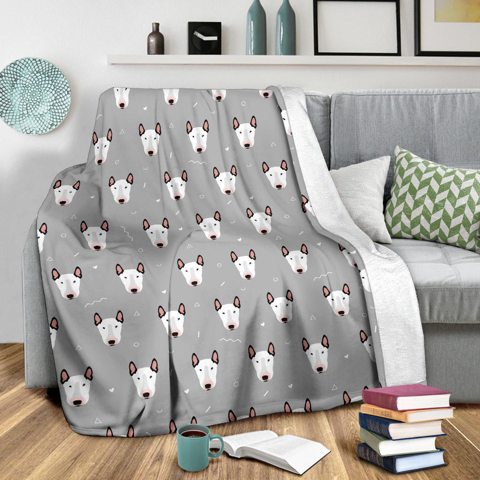 Bull Terrier Pattern Print Design 05 Premium Blanket