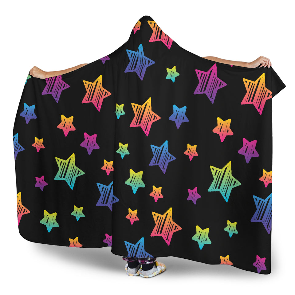 Colorful Star Pattern Hooded Blanket