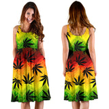 Canabis Marijuana Weed Pattern Print Design 03 Sleeveless Midi Dress