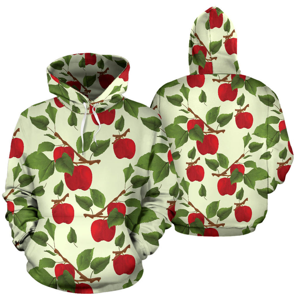 Red Apples Leaves Pattern Men Women Pullover Hoodie