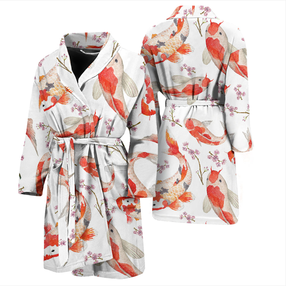 Watercolor Koi Fish Carp Fish Pattern Men'S Bathrobe