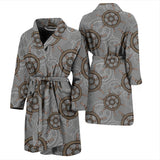 Nautical Wood Steering Wheel Pattern Men'S Bathrobe