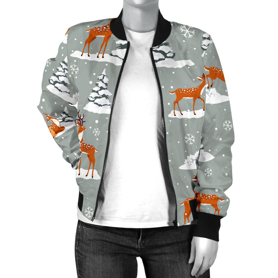 Beautiful Deers Winter Christmas Women'S Bomber Jacket