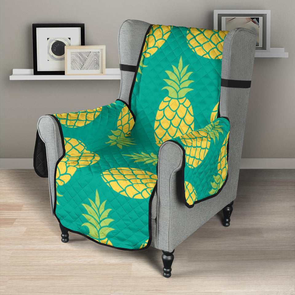 Pineapples pattern green background Chair Cover Protector