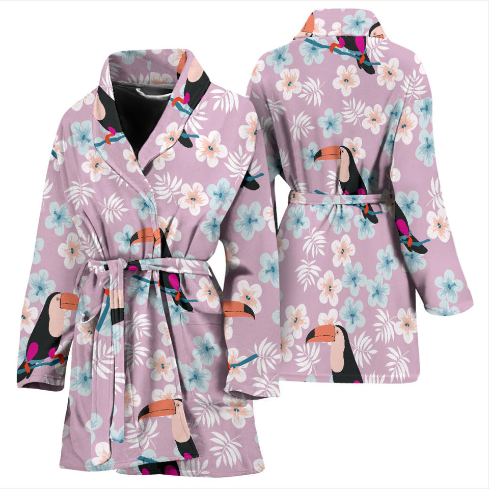 Beautiful Toucan Flower Leaves Women'S Bathrobe