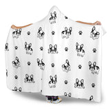 Cute French Bulldog Paw Pattern Hooded Blanket