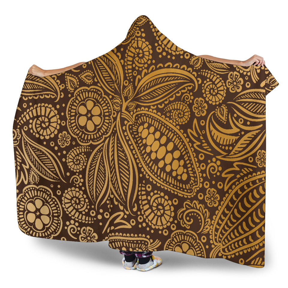 Cocoa Beans Tribal Polynesian Pattern Background Hooded Blanket