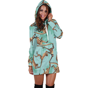 Monkey Palm Tree Background Women'S Hoodie Dress