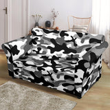 Black White Camo Camouflage Pattern Loveseat Couch Slipcover