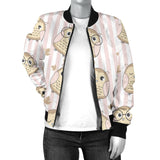 Cute Owl Leaf Women'S Bomber Jacket