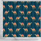 Camel Pattern Blue Blackground Shower Curtain Fulfilled In US