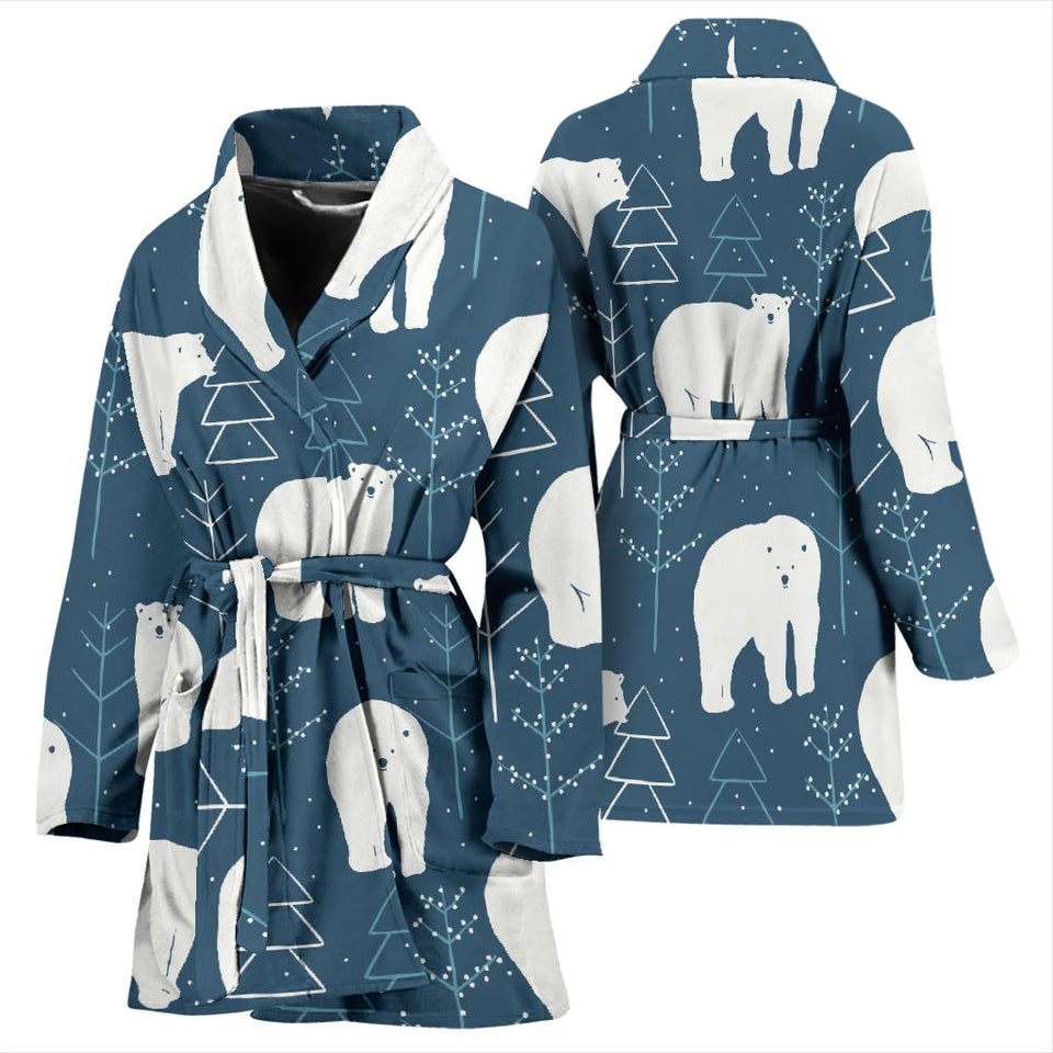 Polar Bear Mother Her Child Pattern Women'S Bathrobe
