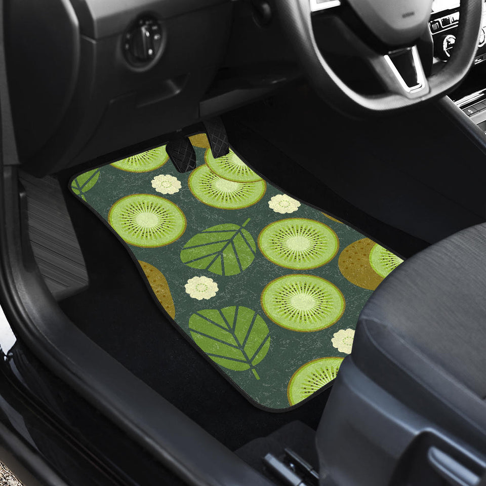 Whole Sliced Kiwi Leave And Flower Front And Back Car Mats