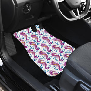 Purple Seahorse Blue Coral Pattern Front Car Mats