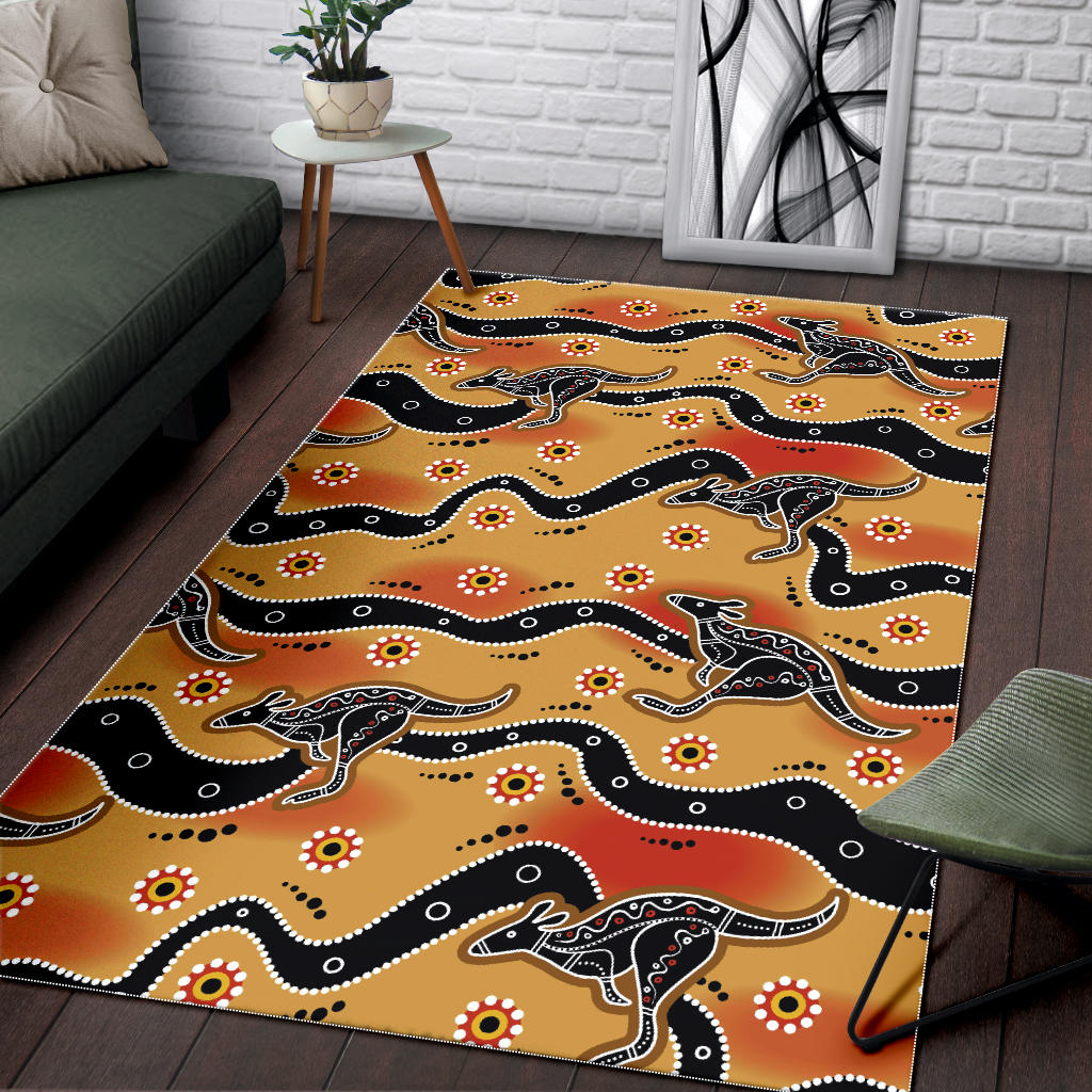 Kangaroo Australian Aboriginal Art Pattern Area Rug holiday gift ...