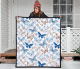 Blue Butterfly Pattern Premium Quilt