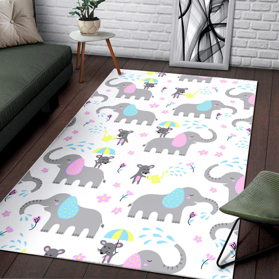 Cute Elephant Mouse Pattern Area Rug