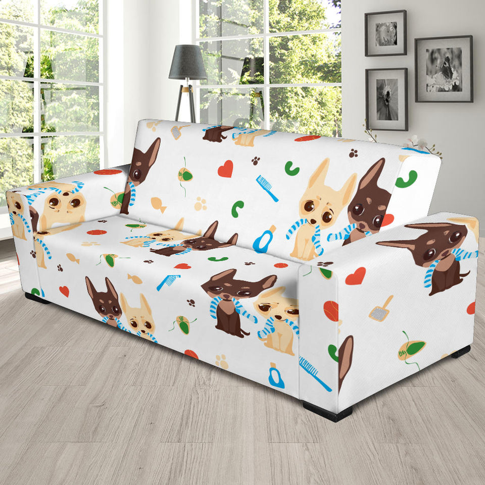 Cute Chihuahua Dog Pattern Sofa Slipcover