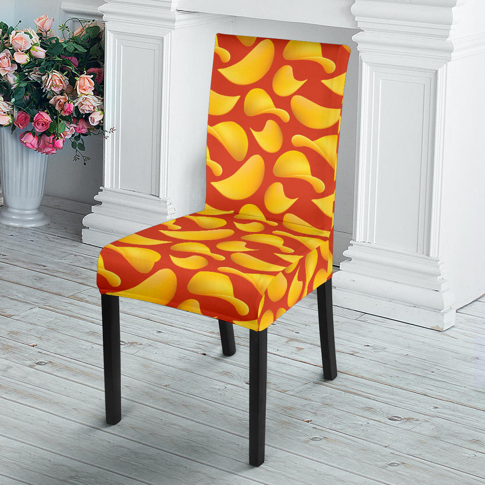 Potato Chips Pattern Print Design 05 Dining Chair Slipcover