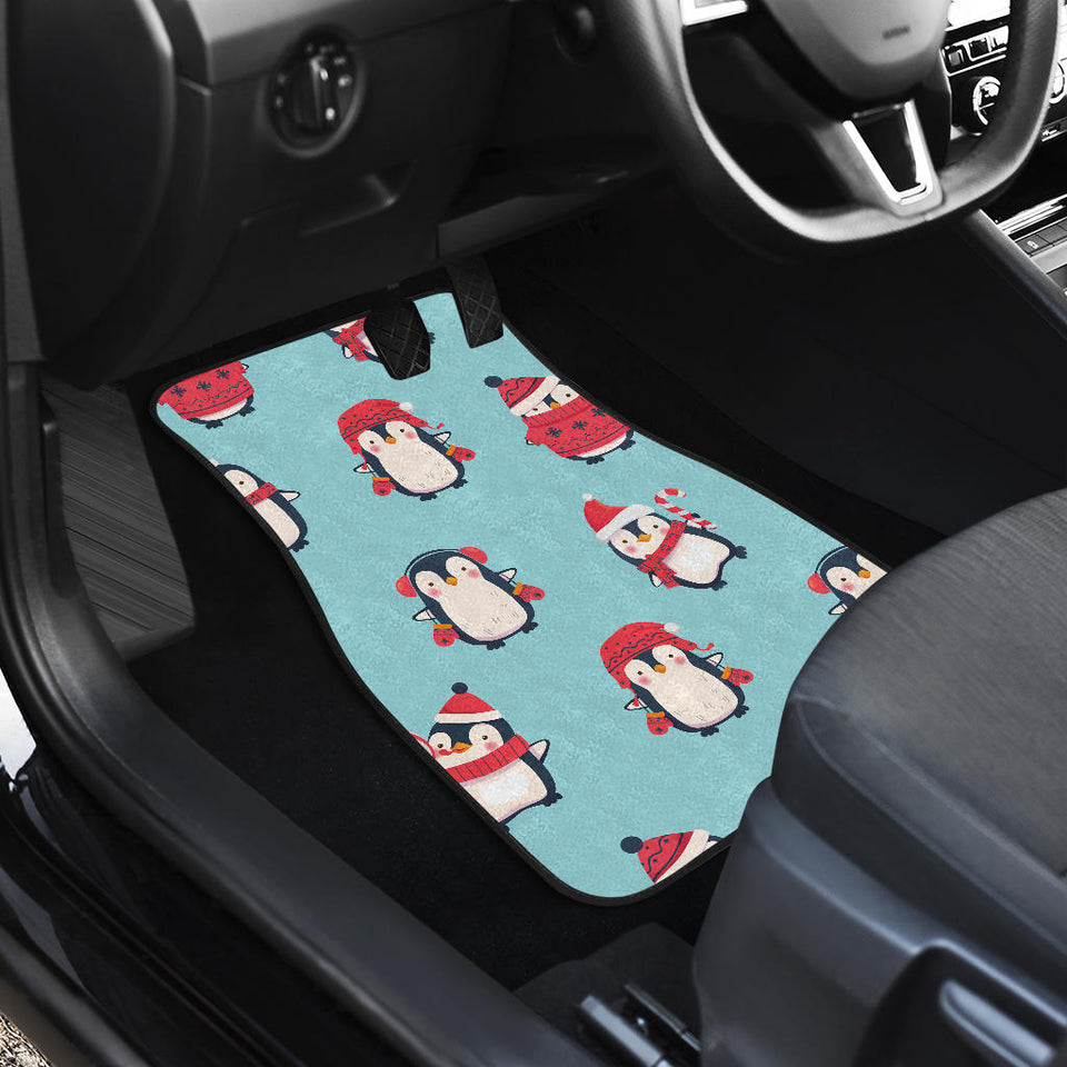 Cute Penguin Christmas  Design Pattern Front And Back Car Mats