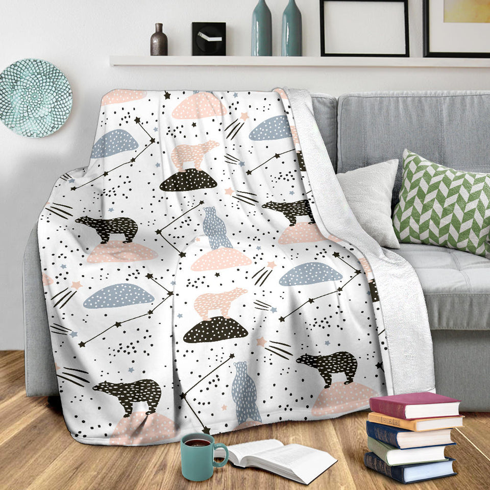 Polar Bears Star Poka Dot Pattern Premium Blanket
