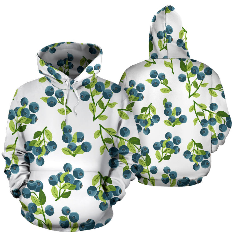 Blueberry White Background Men Women Pullover Hoodie