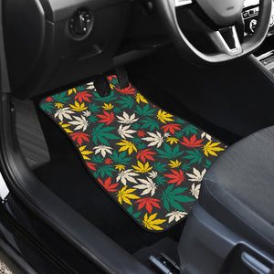 Canabis Marijuana Weed Pattern Print Design 02 Front Car Mats