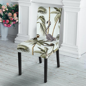 Monkey Sloth Lemur Palm Trees Pattern Dining Chair Slipcover
