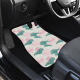 Pink Lotus Waterlily Leaves Pattern Front Car Mats