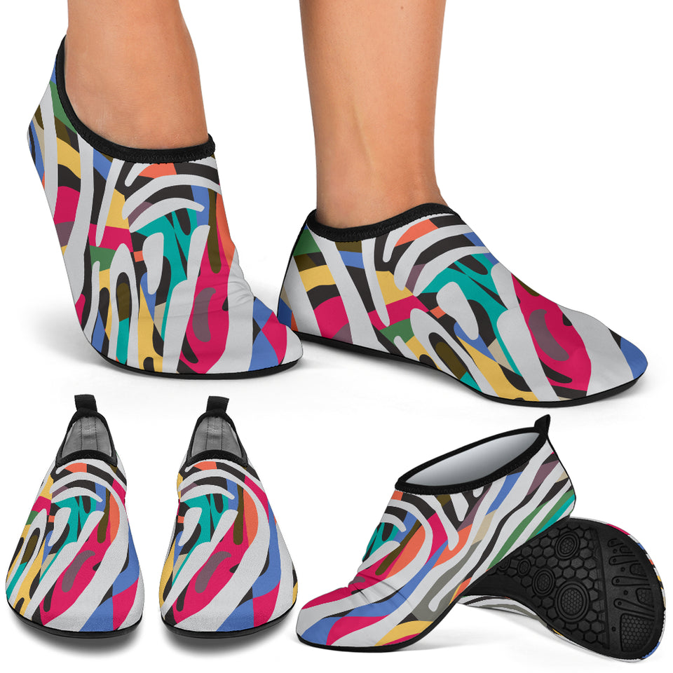 Colorful Zebra Skin Pattern Aqua Shoes