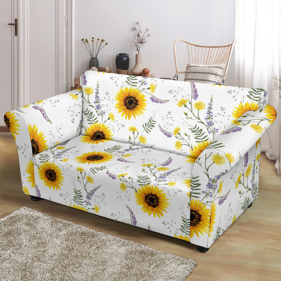 Beautiful Sunflowers Pattern Loveseat Couch Slipcover