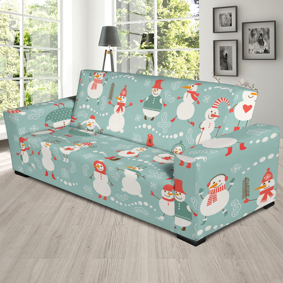 Cute Snowman Pattern Sofa Slipcover