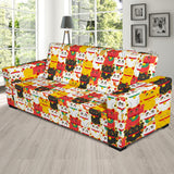 Colorful Maneki Neko Lucky Cat Pattern Sofa Slipcover