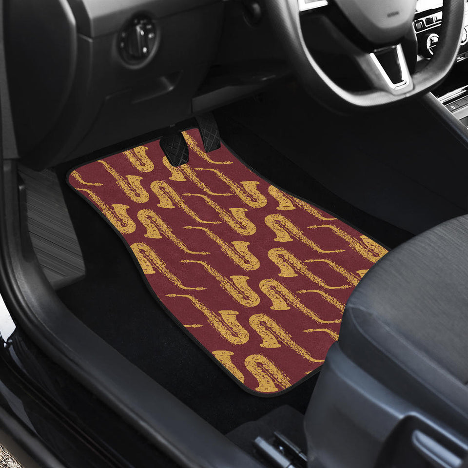 Hand Drawn Gold Saxophone Red Background  Front Car Mats