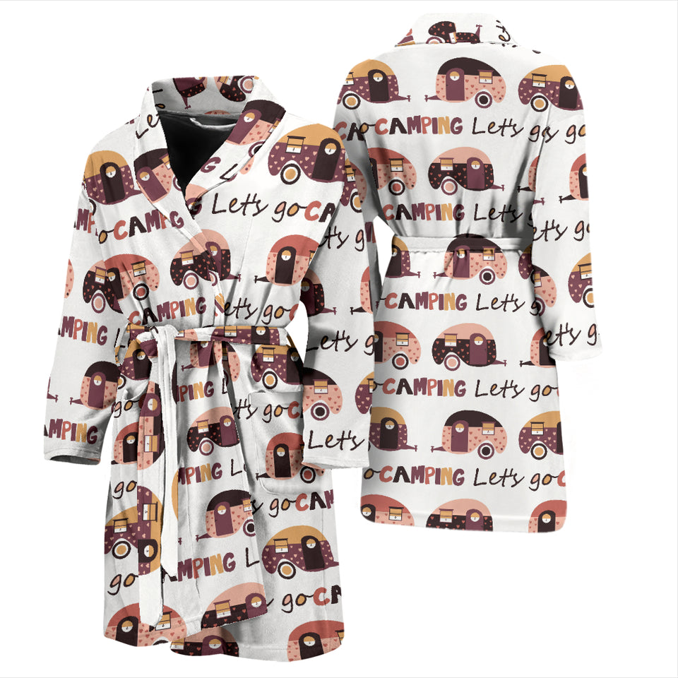 Camper Van Pattern Print Design 01 Men's Bathrobe