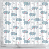 Cute Rhino Heart Pattern Shower Curtain Fulfilled In US