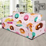 Donut Pattern Glaze Pink Background Sofa Slipcover