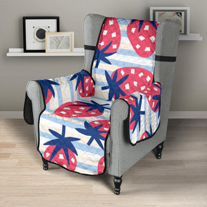 Strawberry pattern blue lines background Chair Cover Protector