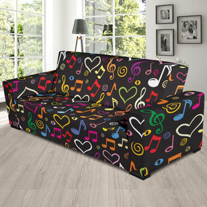 Music Notes Pattern Print Design 02 Sofa Slipcover