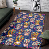 Sugar Skull Flower Pattern Area Rug
