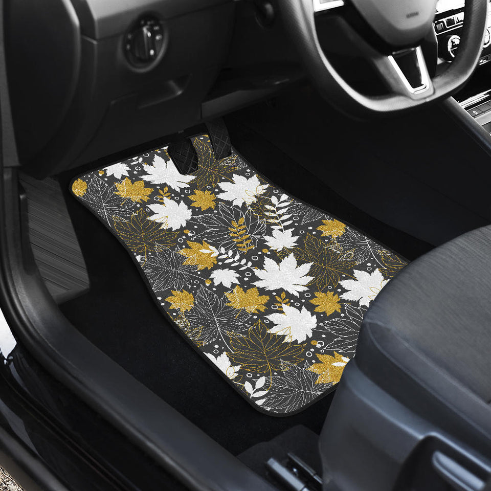 Beautiful Gold Autumn Maple Leaf Pattern Front Car Mats