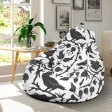 Crow Dark Floral Pattern Bean Bag Cover