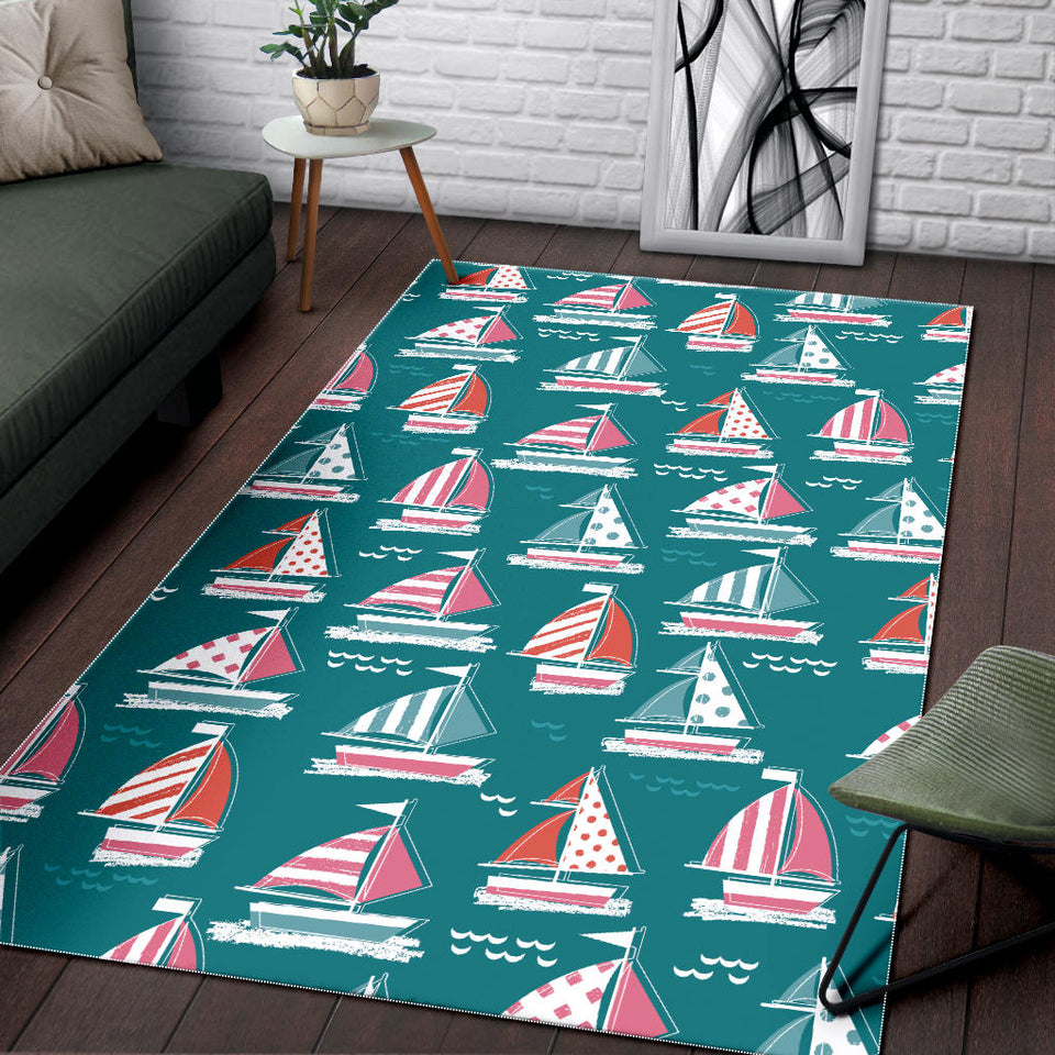 Cute Sailboat Pattern Area Rug