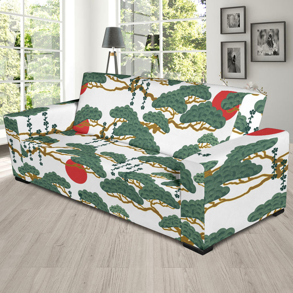 Bonsai Red Sun Japanese Pattern Sofa Slipcover