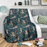 Raccoon Tropical Leaves Pattern Premium Blanket
