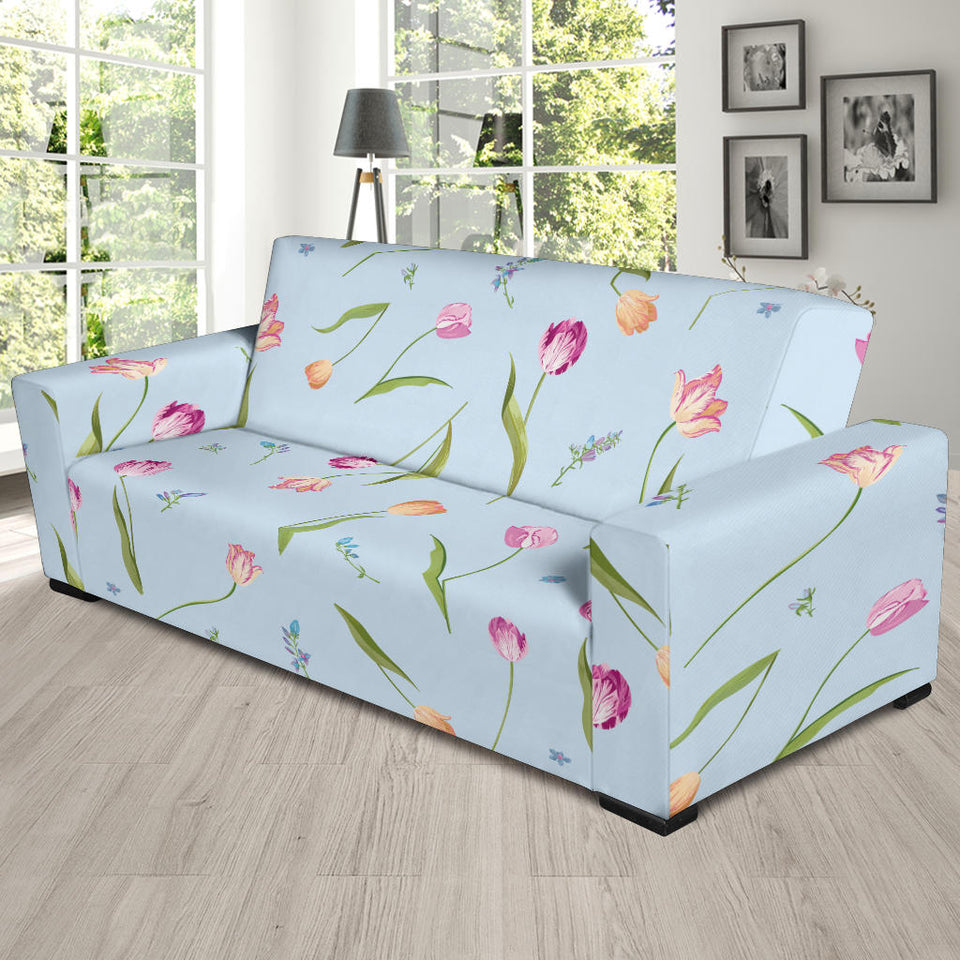 Watercolor Tulips Pattern Sofa Slipcover