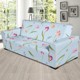 Watercolor Tulips Pattern Sofa Slipcover