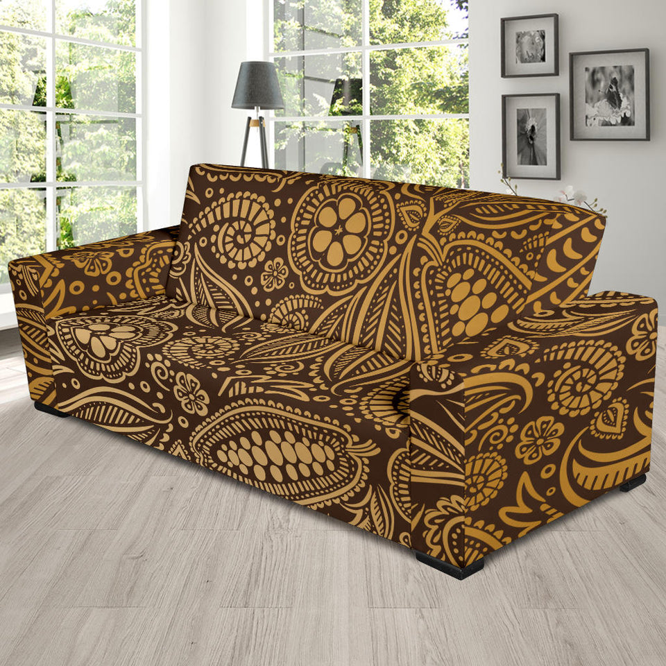 Cocoa Beans Tribal Polynesian Pattern Background Sofa Slipcover