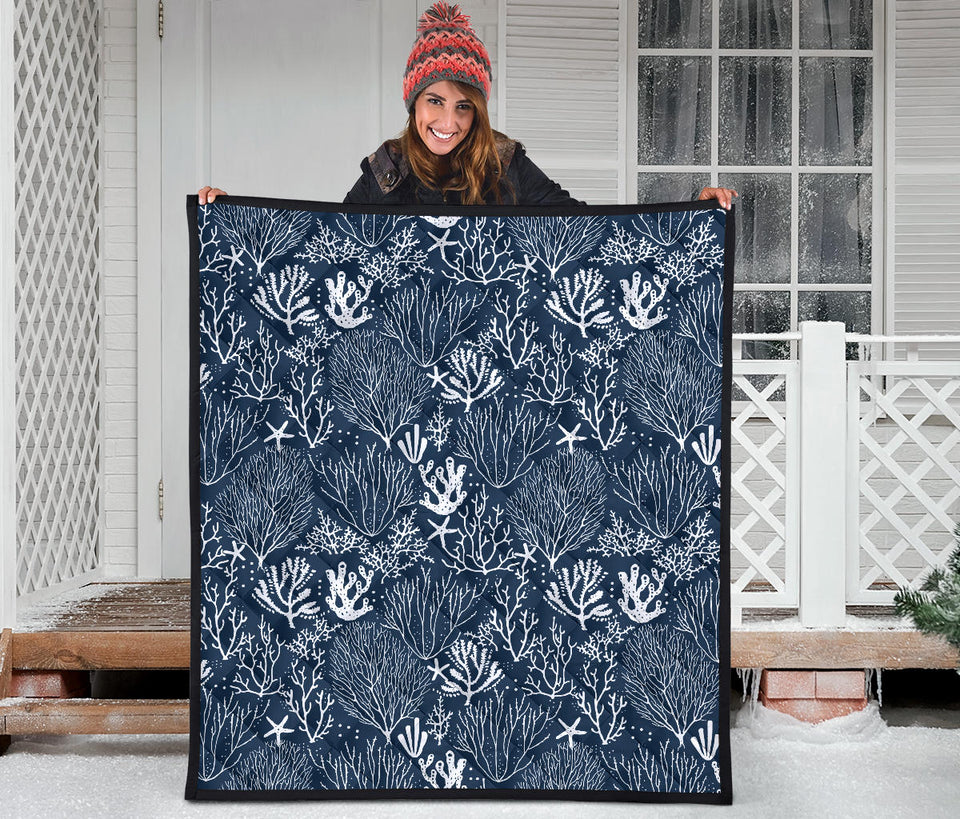 Coral Reef Pattern Print Design 05 Premium Quilt
