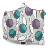 Bowling Ball And Pin Gray Background Hooded Blanket